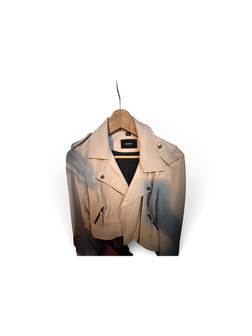 RUDSAK Soft Pink Leather Cropped Moto Jacket
